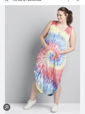 Lane Bryant Multicolor Tie-Dye Sleeveless Maxi Dress